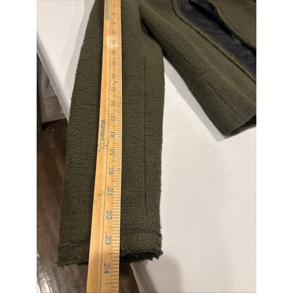Zara Women Size Small Olive Green Shoulder Pad Jacket Blazer W/ Gold Buttons - Picture 10 of 11